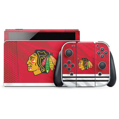 NHL Blackhawks Red Stripes Nintendo Switch OLED (2021) Skin