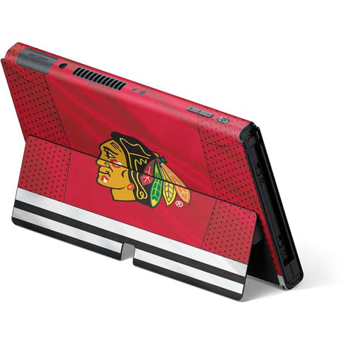 NHL Blackhawks Red Stripes Nintendo Switch OLED (2021) Skin