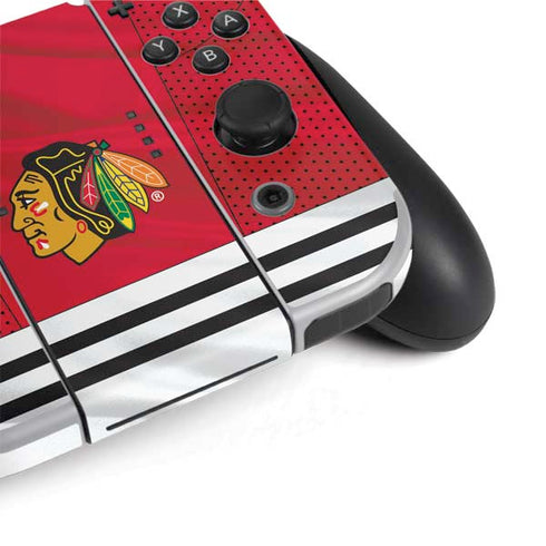 NHL Blackhawks Red Stripes Nintendo Switch OLED (2021) Skin
