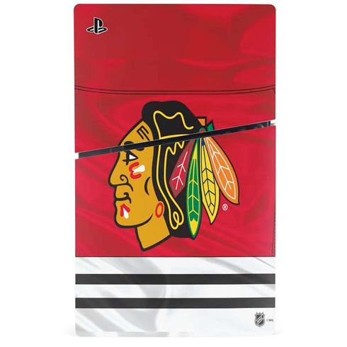 NHL Blackhawks Red Stripes PS5 Slim Digital Edition Bundle Skin