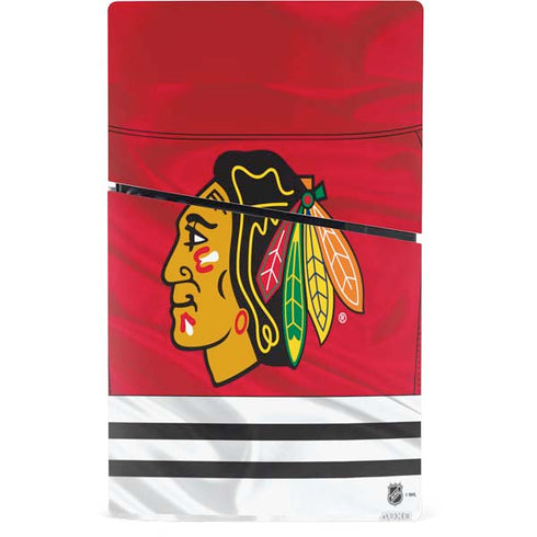 NHL Blackhawks Red Stripes PS5 Slim Digital Edition Console Skin