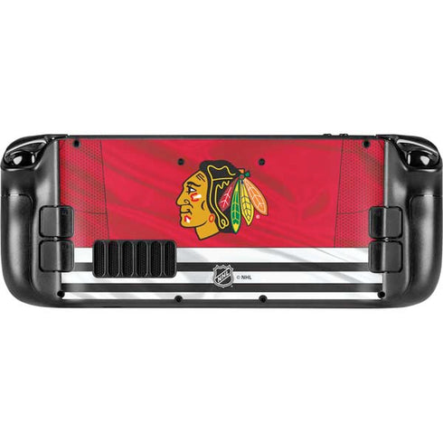 NHL Blackhawks Red Stripes Steam Deck Handheld Gaming Computer Skin