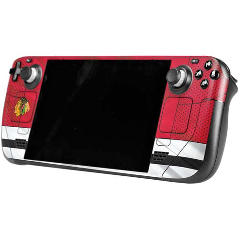 NHL Blackhawks Red Stripes Steam Deck Handheld Gaming Computer Skin