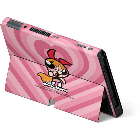 Cartoon Network Powerpuff Girls Blossom Pink Hearts Nintendo Switch OLED (2021) Skin