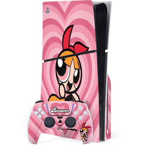 Cartoon Network Powerpuff Girls Blossom Pink Hearts PS5 Slim Disk Bundle Skin