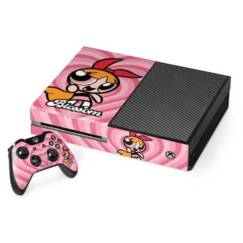 Cartoon Network Powerpuff Girls Blossom Pink Hearts Xbox One Console and Controller Bundle Skin