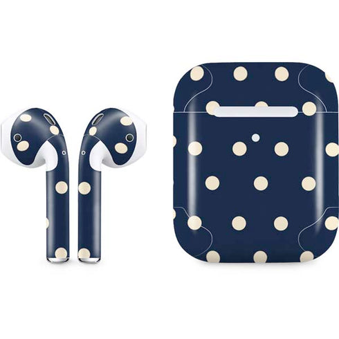 Blue and Cream Polka Dots Apple AirPods 2 Skin