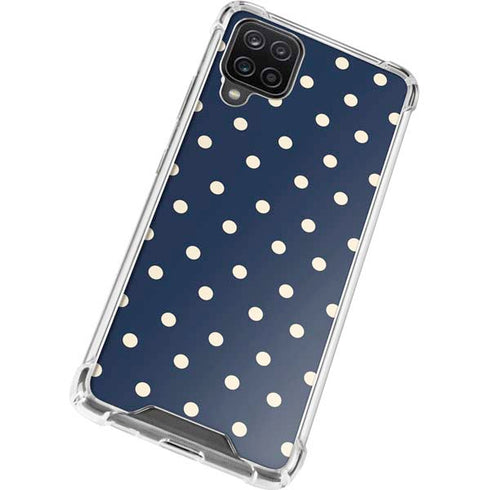 Blue and Cream Polka Dots Galaxy A12 Clear Case