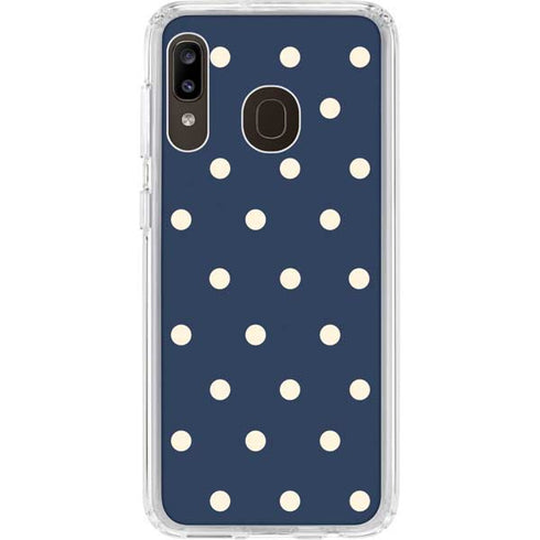 Blue and Cream Polka Dots Galaxy A20 Clear Case
