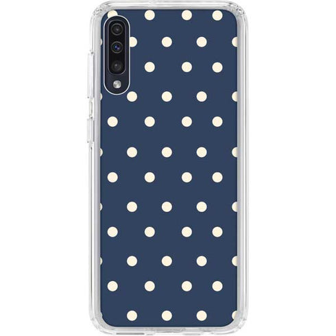Blue and Cream Polka Dots Galaxy A50 Clear Case