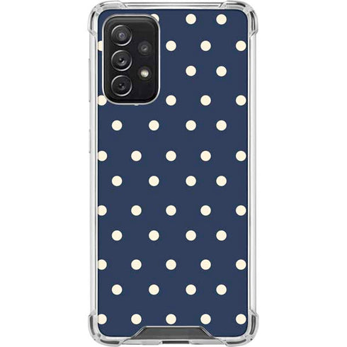 Blue and Cream Polka Dots Galaxy A72 5G Clear Case