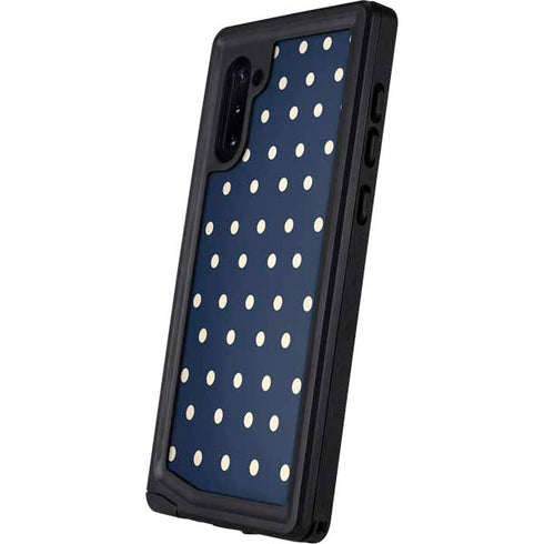 Blue and Cream Polka Dots Galaxy Note 10 Waterproof Case