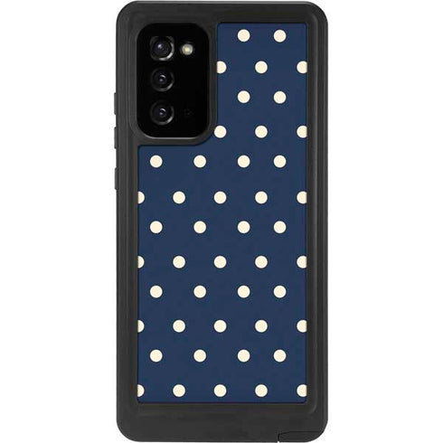 Blue and Cream Polka Dots Galaxy Note20 5G Waterproof Case