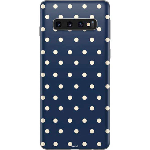 Blue and Cream Polka Dots Galaxy S10 Skin