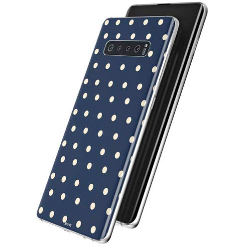Blue and Cream Polka Dots Galaxy S10 Skin