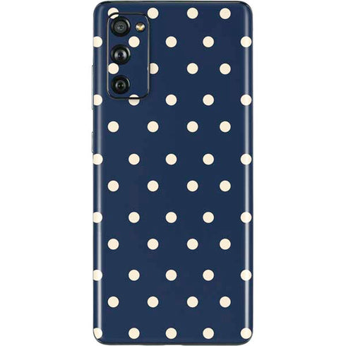 Blue and Cream Polka Dots Galaxy S20 Fan Edition Skin