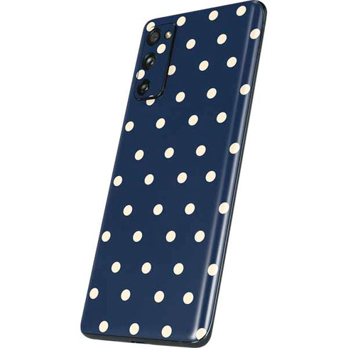 Blue and Cream Polka Dots Galaxy S20 Fan Edition Skin
