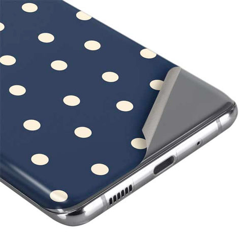 Blue and Cream Polka Dots Galaxy S20 Plus Skin
