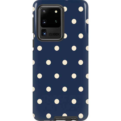 Blue and Cream Polka Dots Galaxy S20 Ultra 5G Pro Case