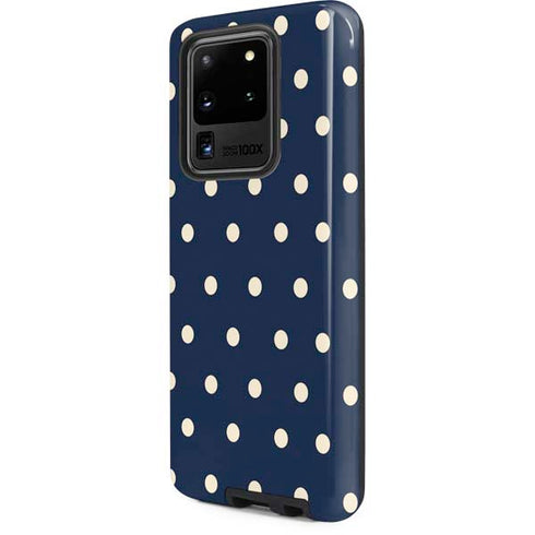Blue and Cream Polka Dots Galaxy S20 Ultra 5G Pro Case