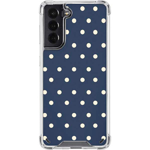 Blue and Cream Polka Dots Galaxy S21 5G Clear Case
