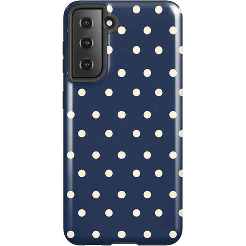 Blue and Cream Polka Dots Galaxy S21 5G Pro Case
