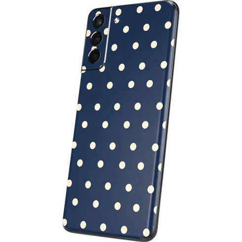Blue and Cream Polka Dots Galaxy S21 5G Skin