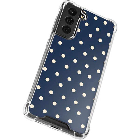 Blue and Cream Polka Dots Galaxy S21 FE Clear Case