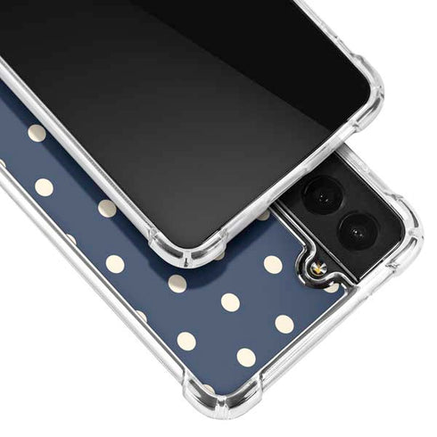 Blue and Cream Polka Dots Galaxy S21 FE Clear Case