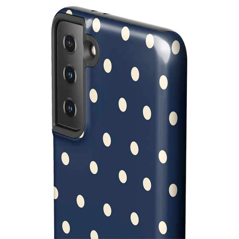 Blue and Cream Polka Dots Galaxy S21 FE Pro Case