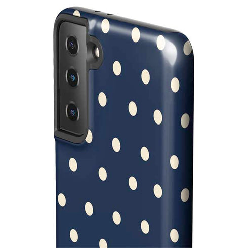 Blue and Cream Polka Dots Galaxy S21 Plus 5G Pro Case