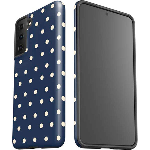 Blue and Cream Polka Dots Galaxy S21 Plus 5G Pro Case