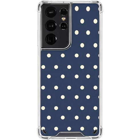 Blue and Cream Polka Dots Galaxy S21 Ultra 5G Clear Case