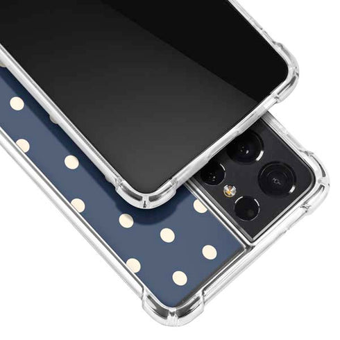 Blue and Cream Polka Dots Galaxy S21 Ultra 5G Clear Case