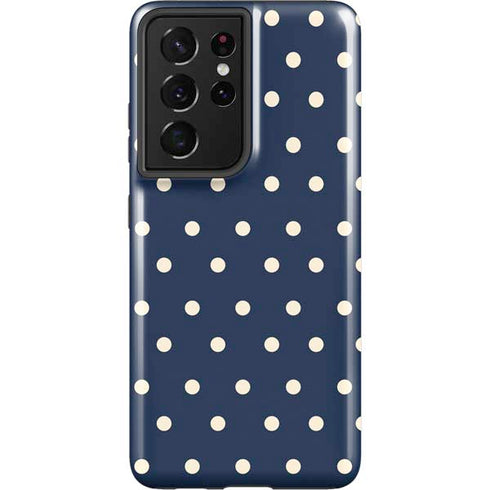Blue and Cream Polka Dots Galaxy S21 Ultra 5G Pro Case