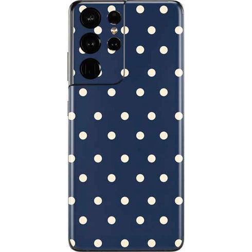 Blue and Cream Polka Dots Galaxy S21 Ultra 5G Skin