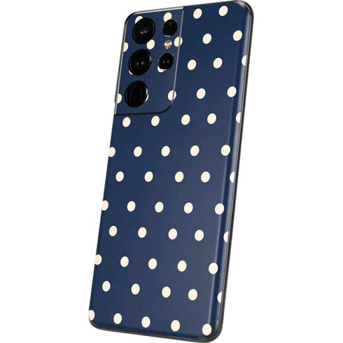 Blue and Cream Polka Dots Galaxy S21 Ultra 5G Skin