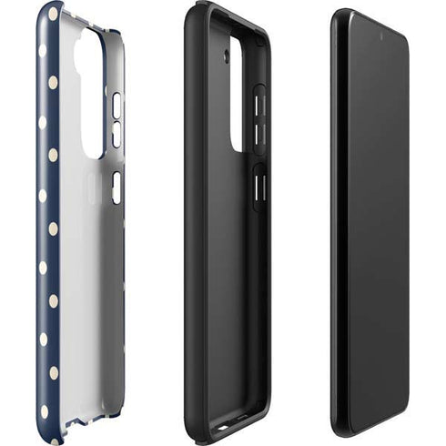 Blue and Cream Polka Dots Galaxy S22 Plus Pro Case