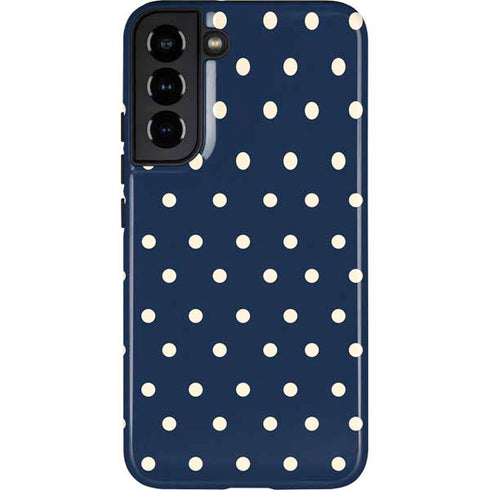 Blue and Cream Polka Dots Galaxy S22 Plus Pro Case