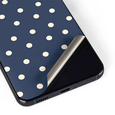 Blue and Cream Polka Dots Galaxy S22 Plus Skin