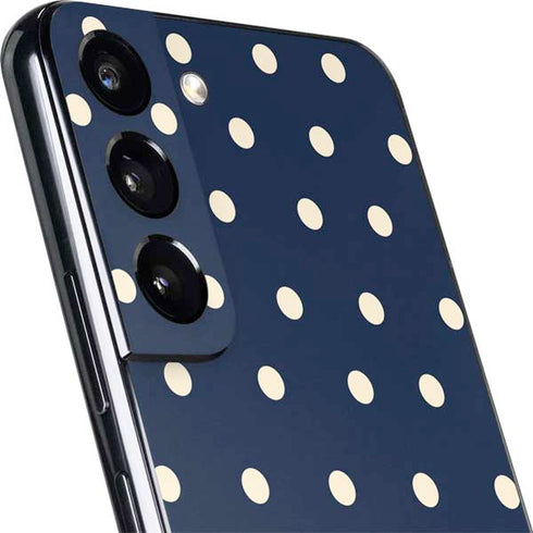 Blue and Cream Polka Dots Galaxy S22 Skin