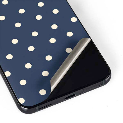 Blue and Cream Polka Dots Galaxy S22 Skin