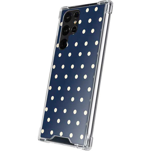Blue and Cream Polka Dots Galaxy S22 Ultra Clear Case