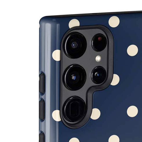 Blue and Cream Polka Dots Galaxy S22 Ultra Pro Case