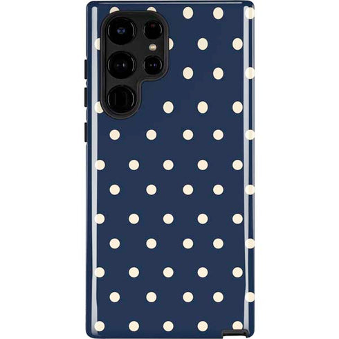 Blue and Cream Polka Dots Galaxy S22 Ultra Pro Case