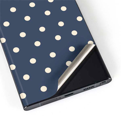 Blue and Cream Polka Dots Galaxy S22 Ultra Skin