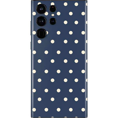 Blue and Cream Polka Dots Galaxy S22 Ultra Skin