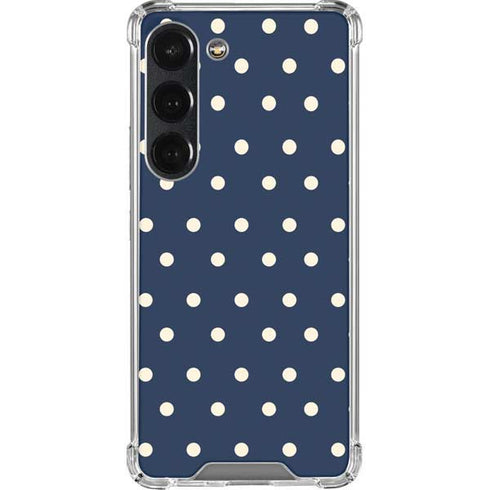 Blue and Cream Polka Dots Galaxy S23 Clear Case