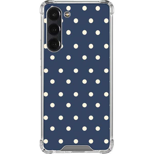 Blue and Cream Polka Dots Galaxy S23 Plus Clear Case