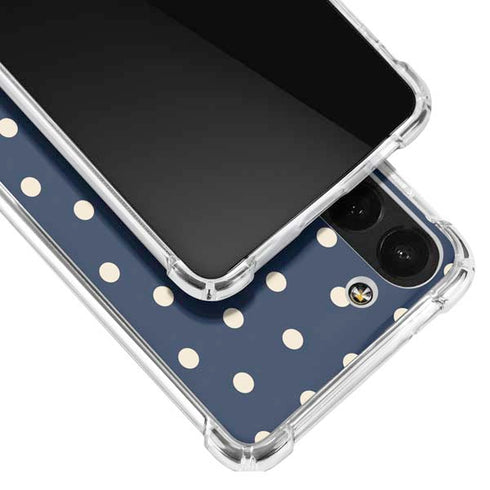 Blue and Cream Polka Dots Galaxy S23 Plus Clear Case